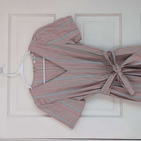 Madewell Striped Puff-Sleeve Tapered Jumpsuit Size 0 - Picture 2 of 8